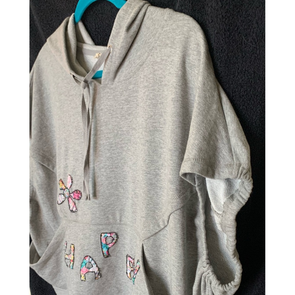 It Ain’t Beige upcycled Gray Hoodie with Floral Appliqué - Picture 11 of 16